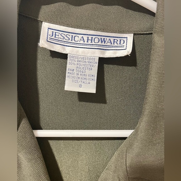 Vintage Jessica Howard Army Green Long Womens Dress Sz.8 - Picture 4 of 7